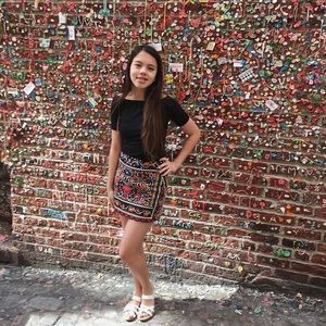 Embroidered Floral Skirt